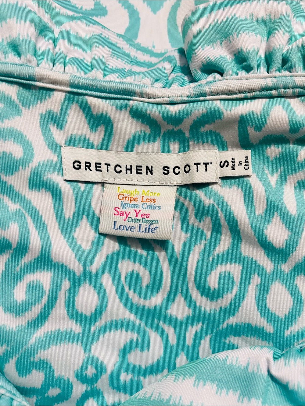 Gretchen Scott Jersey Ruffleneck Dress Arabesque Sz S - Picture 6 of 6